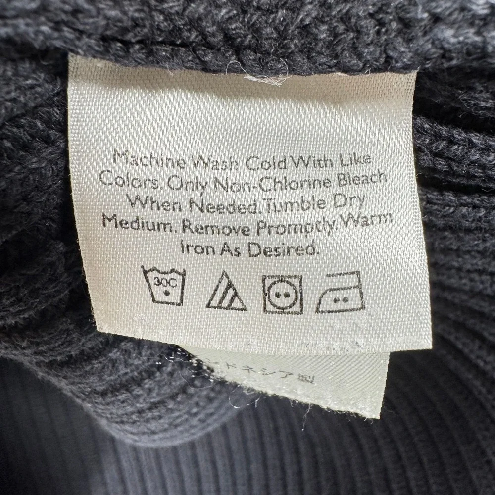Eddie Bauer Sweater Ribbed Knit Mens L Charcoal Black Long Sleeve Pullover